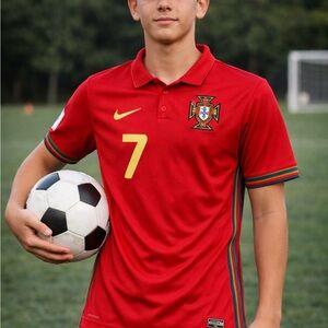 NIKE DRI FIT Portugal National Team Soccer Shirt YOUTH Size XL Ronaldo #7 *READ